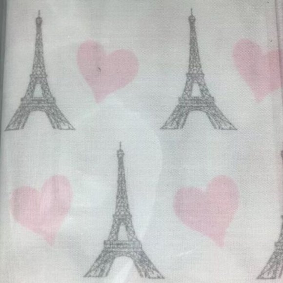 3pc Envogue Eiffel Tower Pink Heart TWIN Sheet Set Love Paris Gray White Kids - Picture 2 of 4